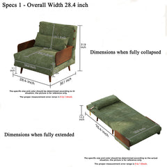 Hompkin Mid-Century Modern Convertible Sofa Bed in Chenille or Cotton-Linen