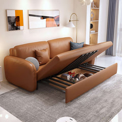 Hompkin Modern 3-Seat Faux Leather Convertible Sleeper Sofa with Storage