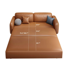 Hompkin Modern 3-Seat Faux Leather Convertible Sleeper Sofa with Storage