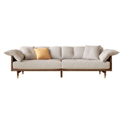 Hompkin Modern 3-Seat Linen-Blend Sofa with Solid Wood Frame