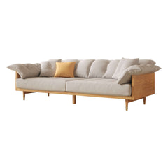 Hompkin Modern 3-Seat Linen-Blend Sofa with Solid Wood Frame