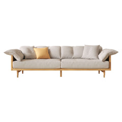 Hompkin Modern 3-Seat Linen-Blend Sofa with Solid Wood Frame