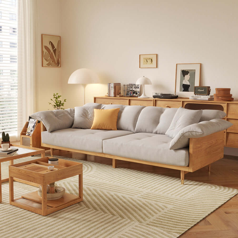 Hompkin Modern 3-Seat Linen-Blend Sofa with Solid Wood Frame Main Product Image