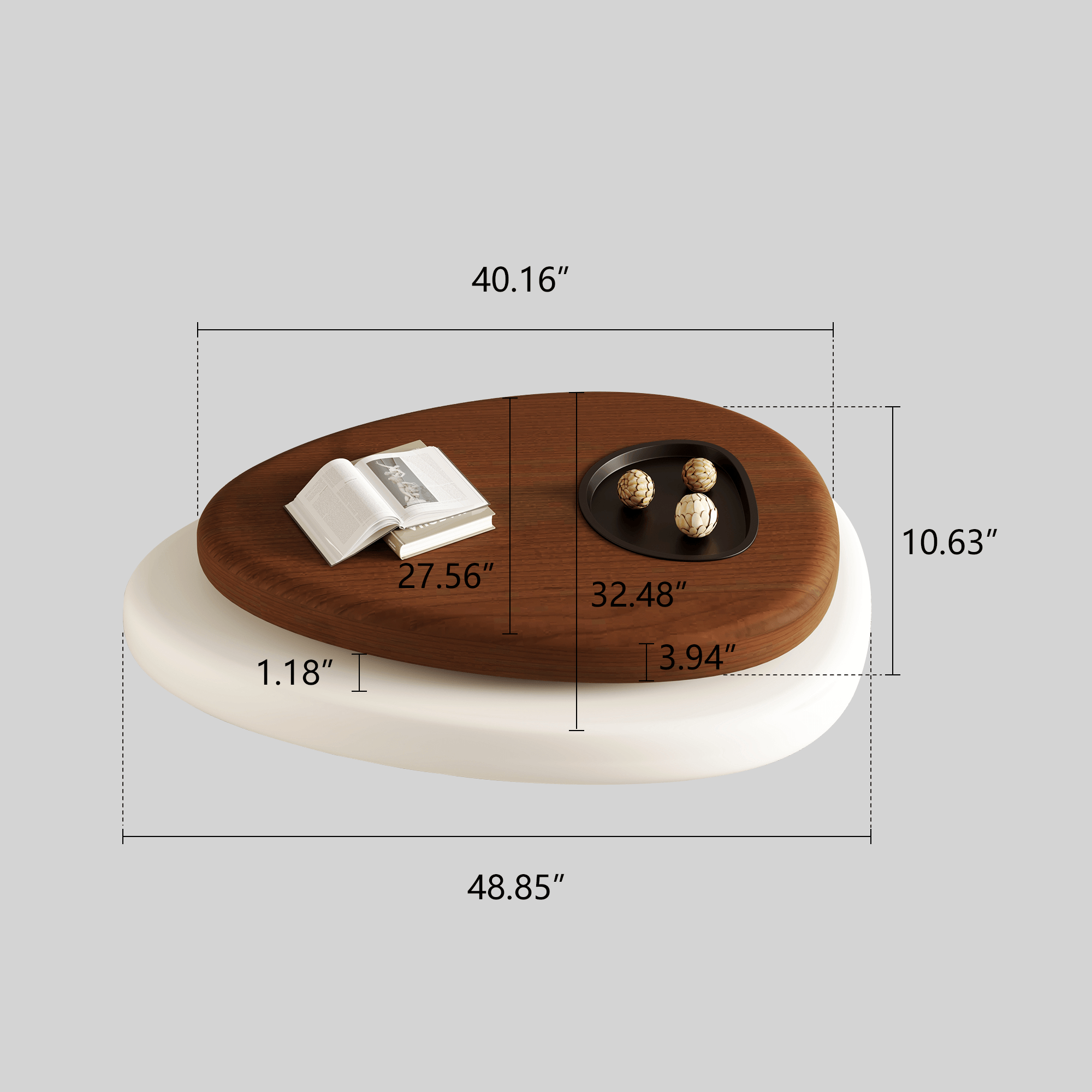 Hompkin Modern Swivel Coffee Table with Free-Form Top and Three-Leg Base