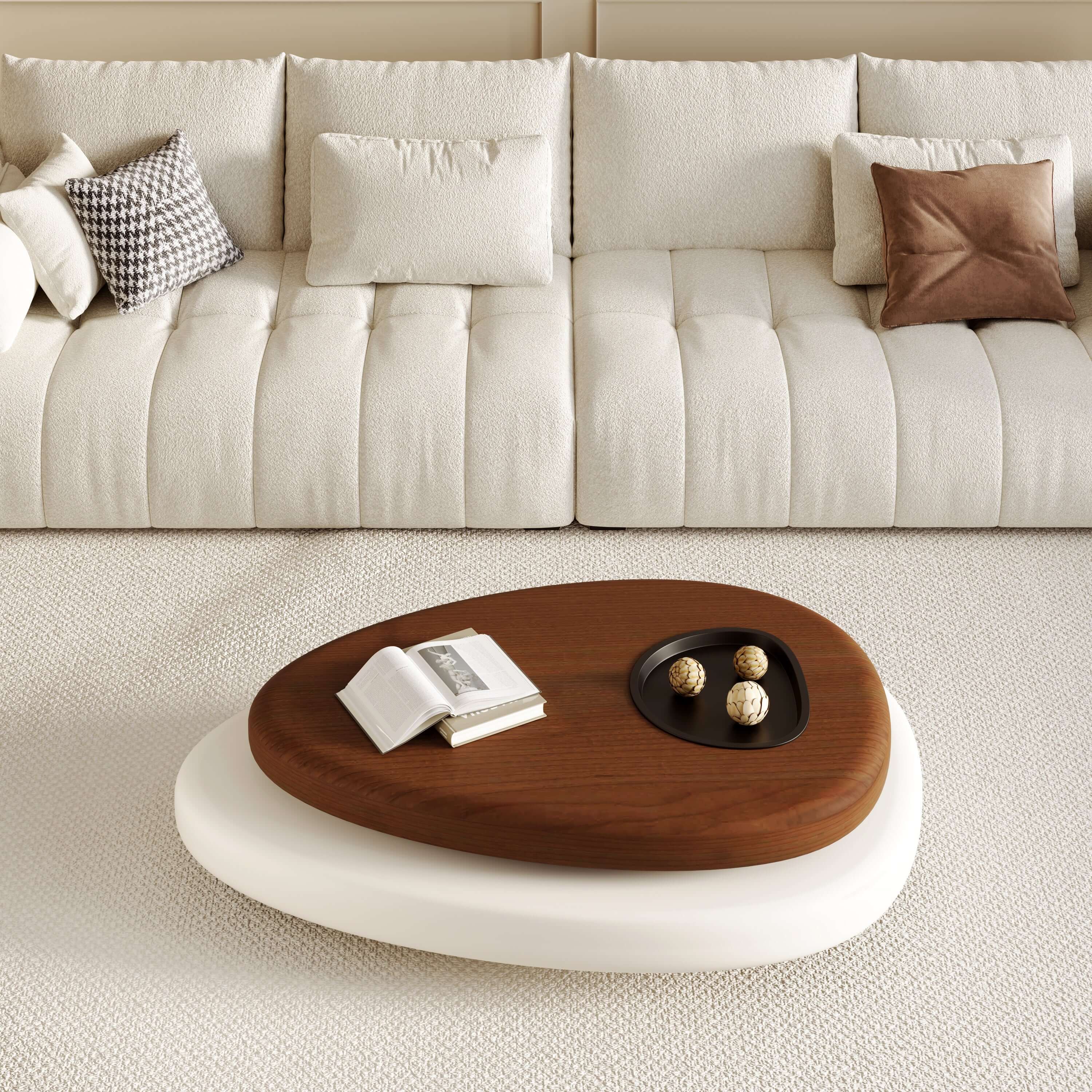 Hompkin Modern Swivel Coffee Table with Free-Form Top and Three-Leg Base