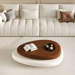 Hompkin Modern Swivel Coffee Table with Free-Form Top and Three-Leg Base