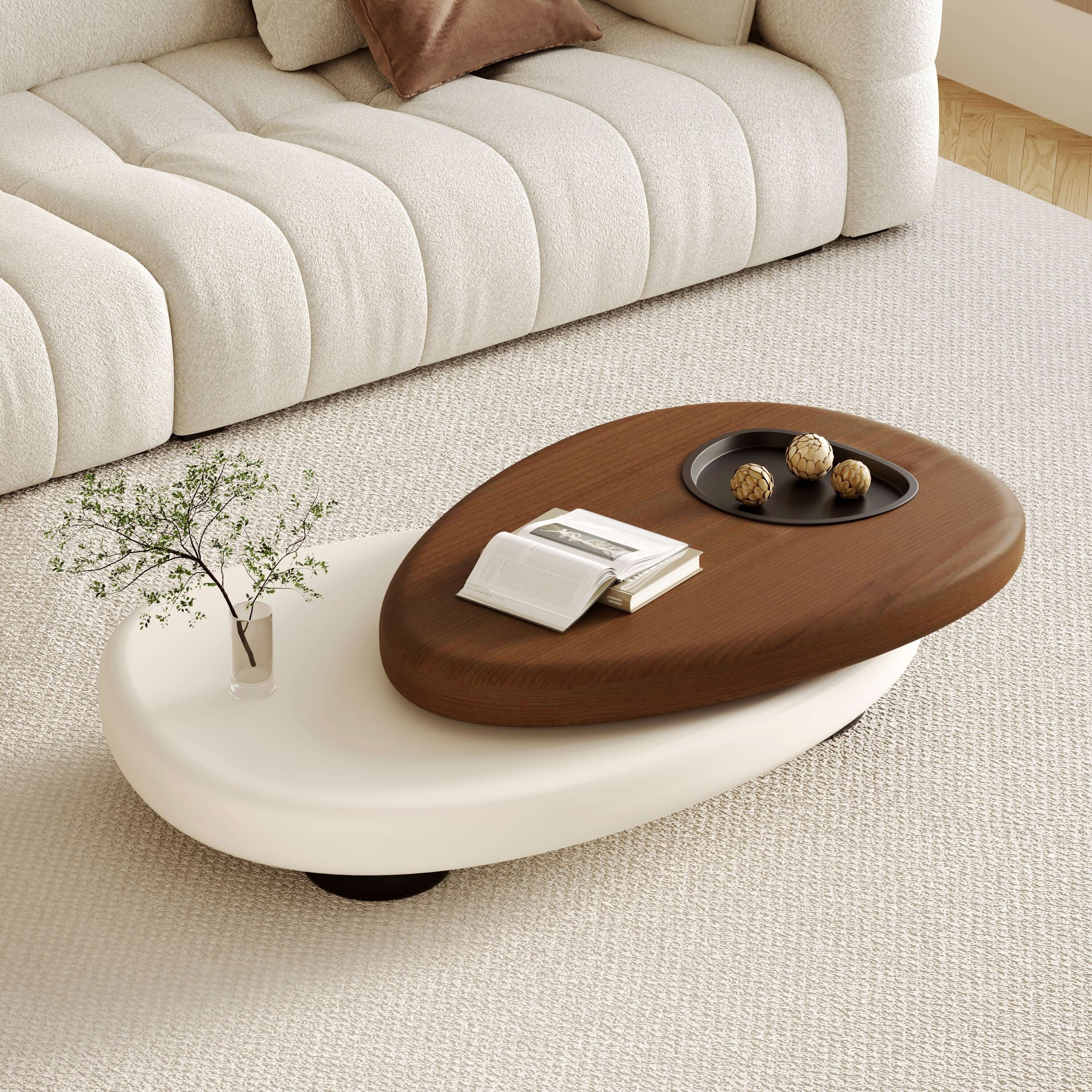 Hompkin Modern Swivel Coffee Table with Free-Form Top and Three-Leg Base Main Product Image