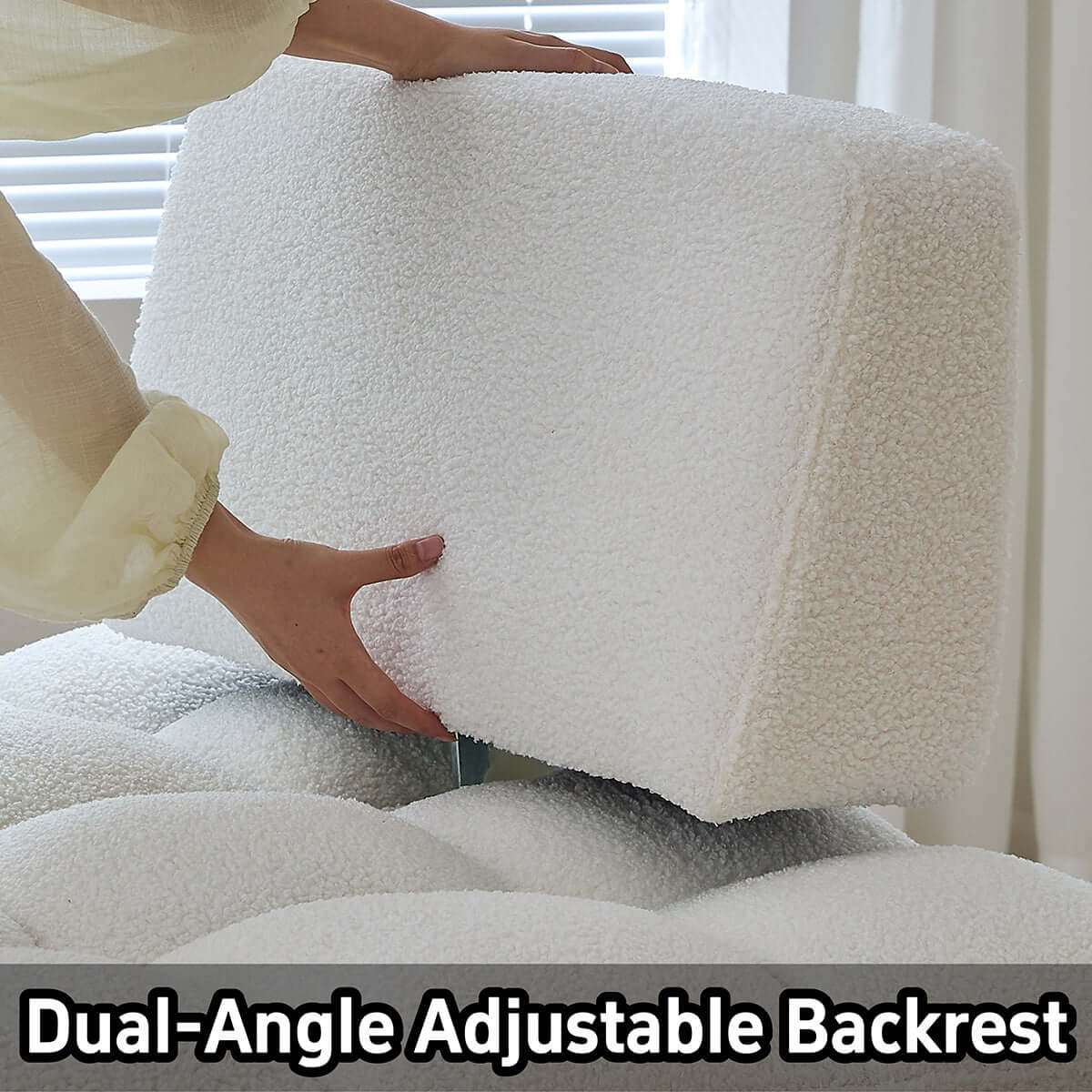 Hompkin Modern Teddy Fleece Lounge Sofa Bed with Pull-Out Function