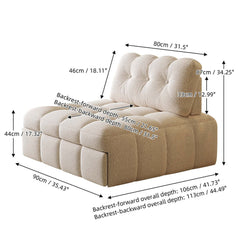 Hompkin Modern Teddy Fleece Lounge Sofa Bed with Pull-Out Function