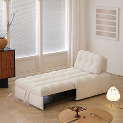 Hompkin Modern Teddy Fleece Lounge Sofa Bed with Pull-Out Function