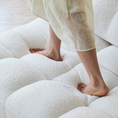 Hompkin Modern Teddy Fleece Lounge Sofa Bed with Pull-Out Function