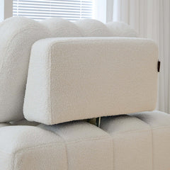 Hompkin Modern Teddy Fleece Lounge Sofa Bed with Pull-Out Function