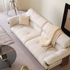 Hompkin Modern Three-Seater Sofa in Top-Grain Leather and Walnut