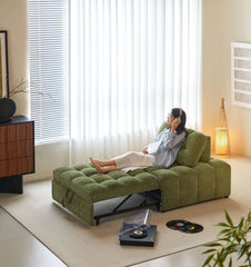 Hompkin Modern Tufted Chenille Pull-Out Single Sofa Bed