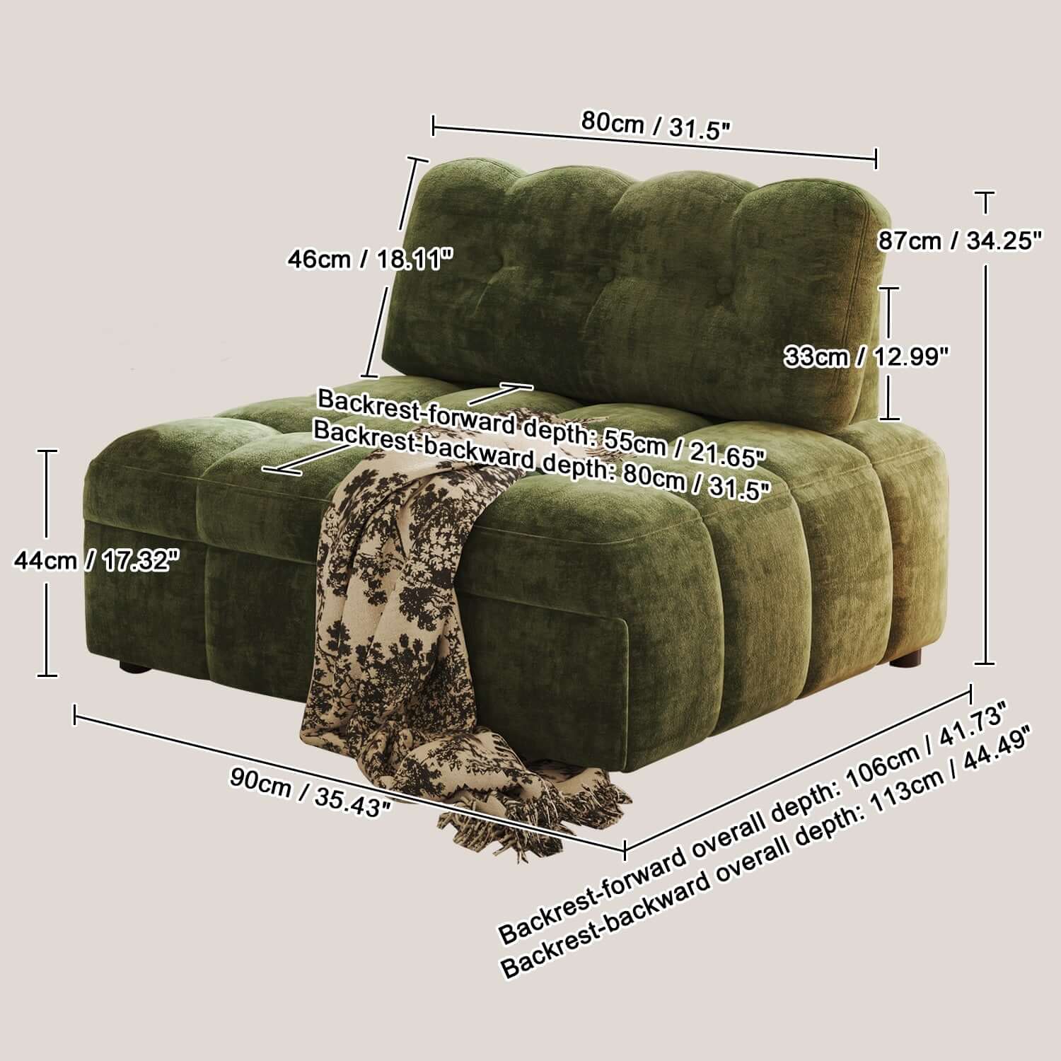 Hompkin Modern Tufted Chenille Pull-Out Single Sofa Bed