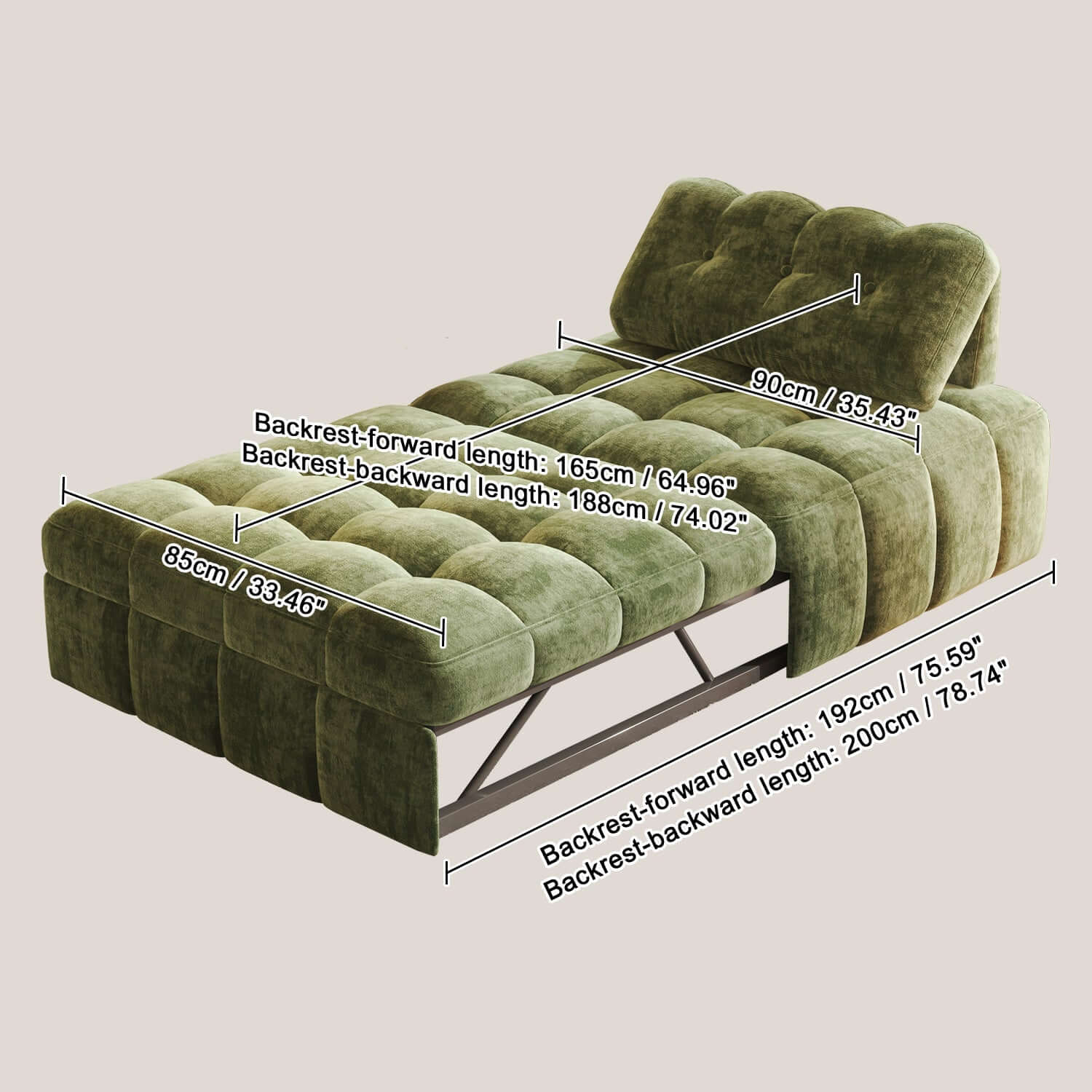 Hompkin Modern Tufted Chenille Pull-Out Single Sofa Bed