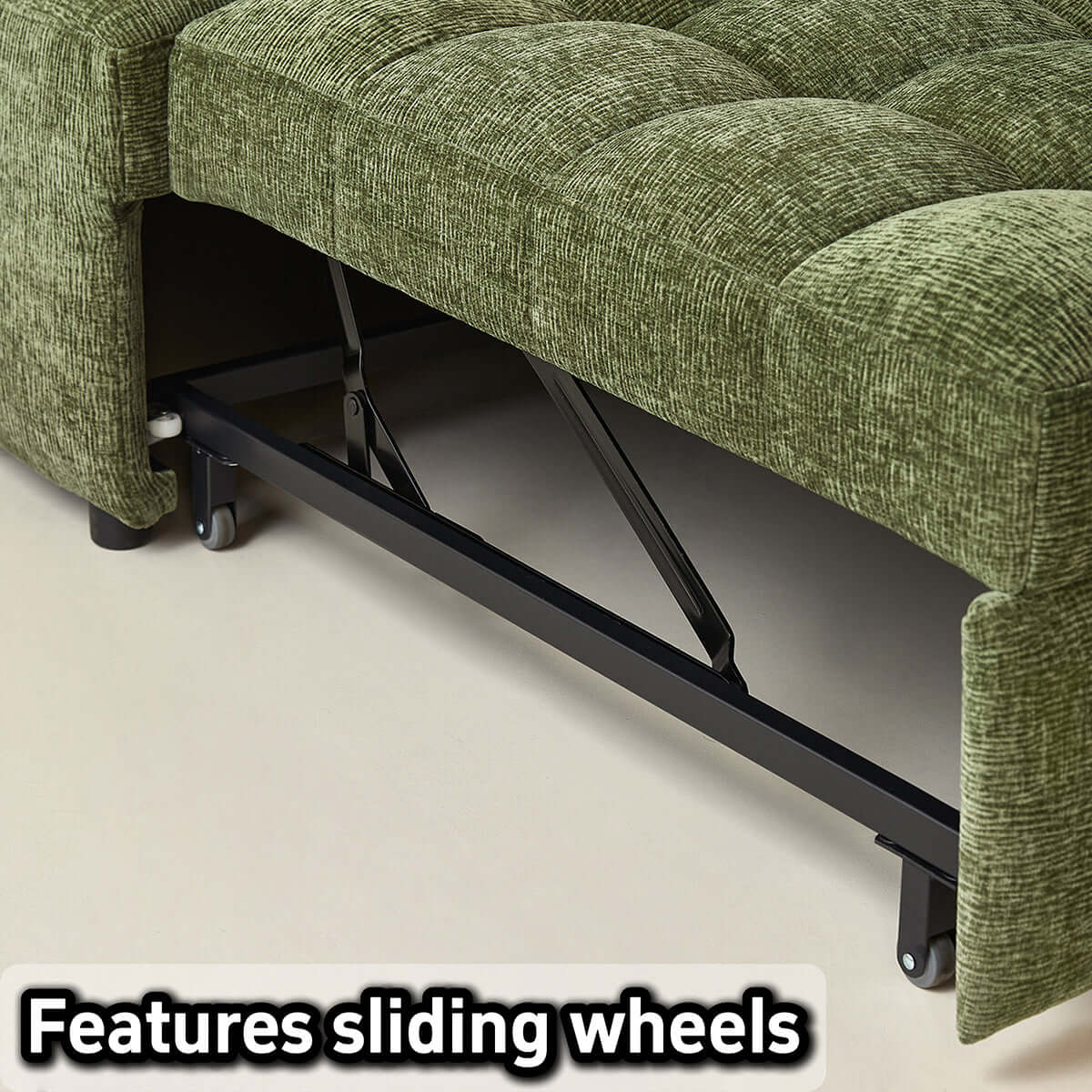 Hompkin Modern Tufted Chenille Pull-Out Single Sofa Bed