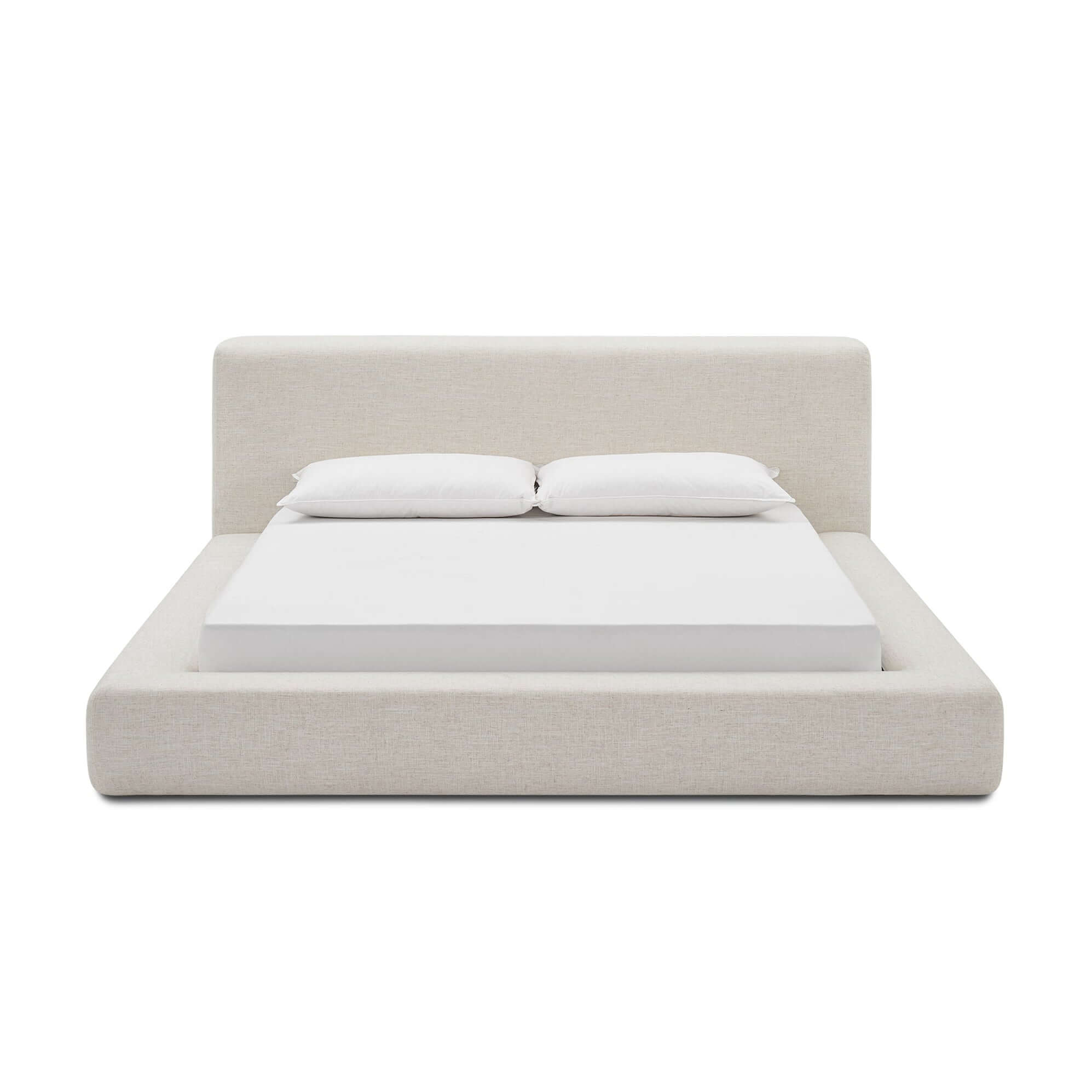 Hompkin Modern Upholstered Platform Bed with Linen-Blend Fabric