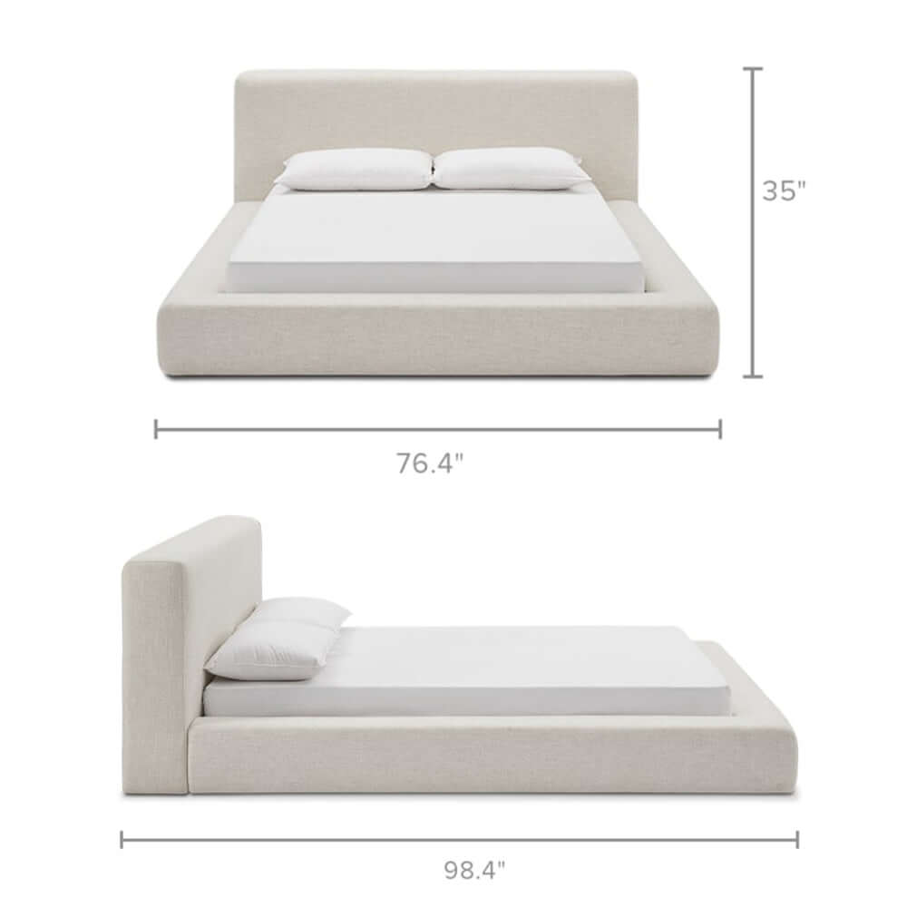 Hompkin Modern Upholstered Platform Bed with Linen-Blend Fabric