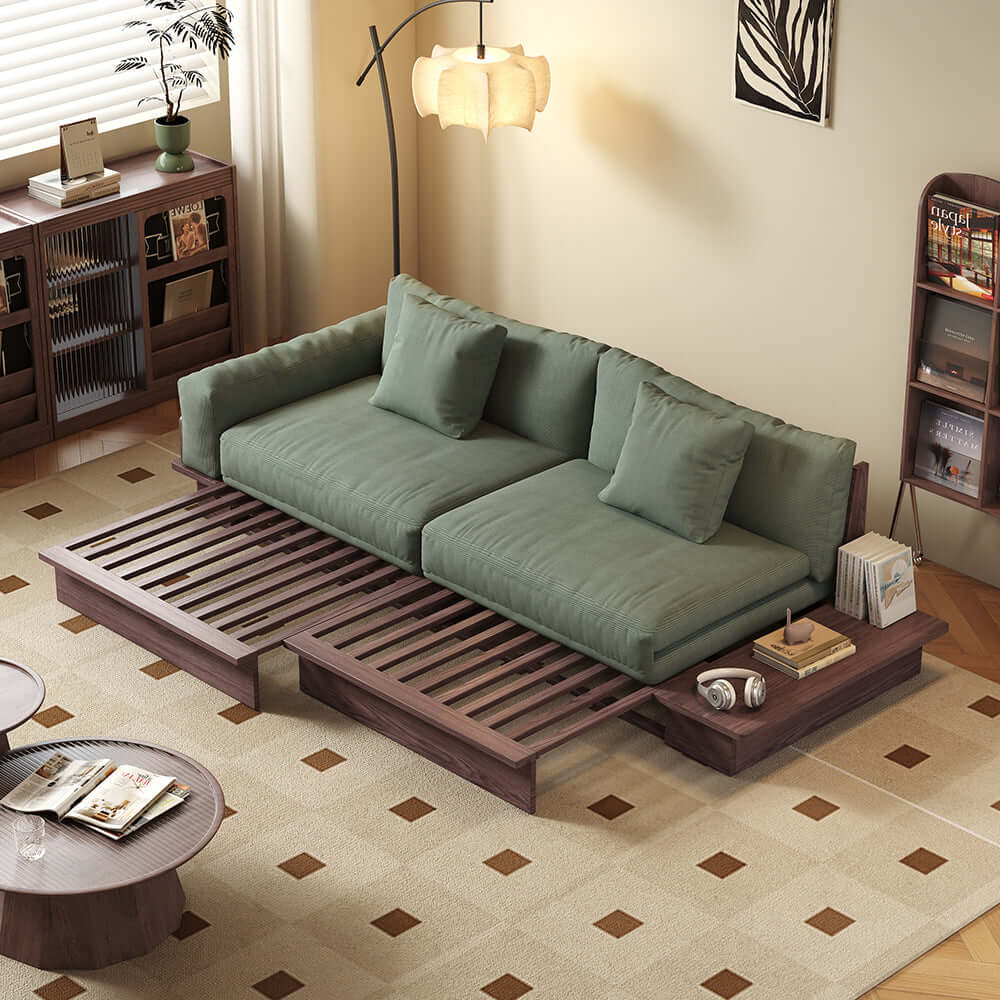 Hompkin Modular Floor Sofa Bed with Pull-Out Queen Mattress and Lift-Top Storage