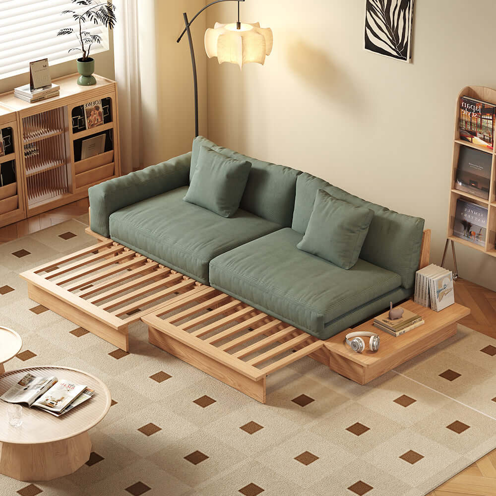 Hompkin Modular Floor Sofa Bed with Pull-Out Queen Mattress and Lift-Top Storage