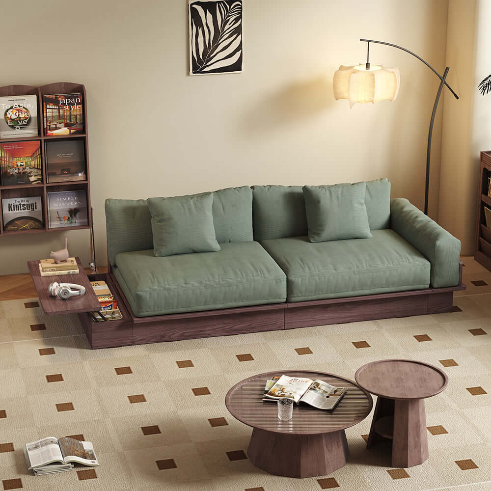 Hompkin Modular Floor Sofa Bed with Pull-Out Queen Mattress and Lift-Top Storage