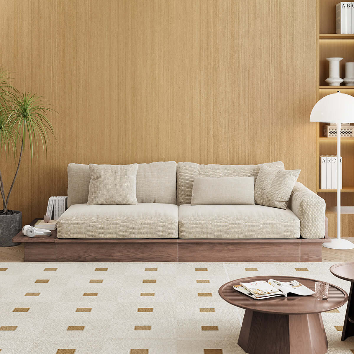 Hompkin Modular Floor Sofa Bed with Pull-Out Queen Mattress and Lift-Top Storage