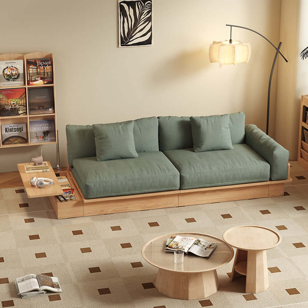 Hompkin Modular Floor Sofa Bed with Pull-Out Queen Mattress and Lift-Top Storage