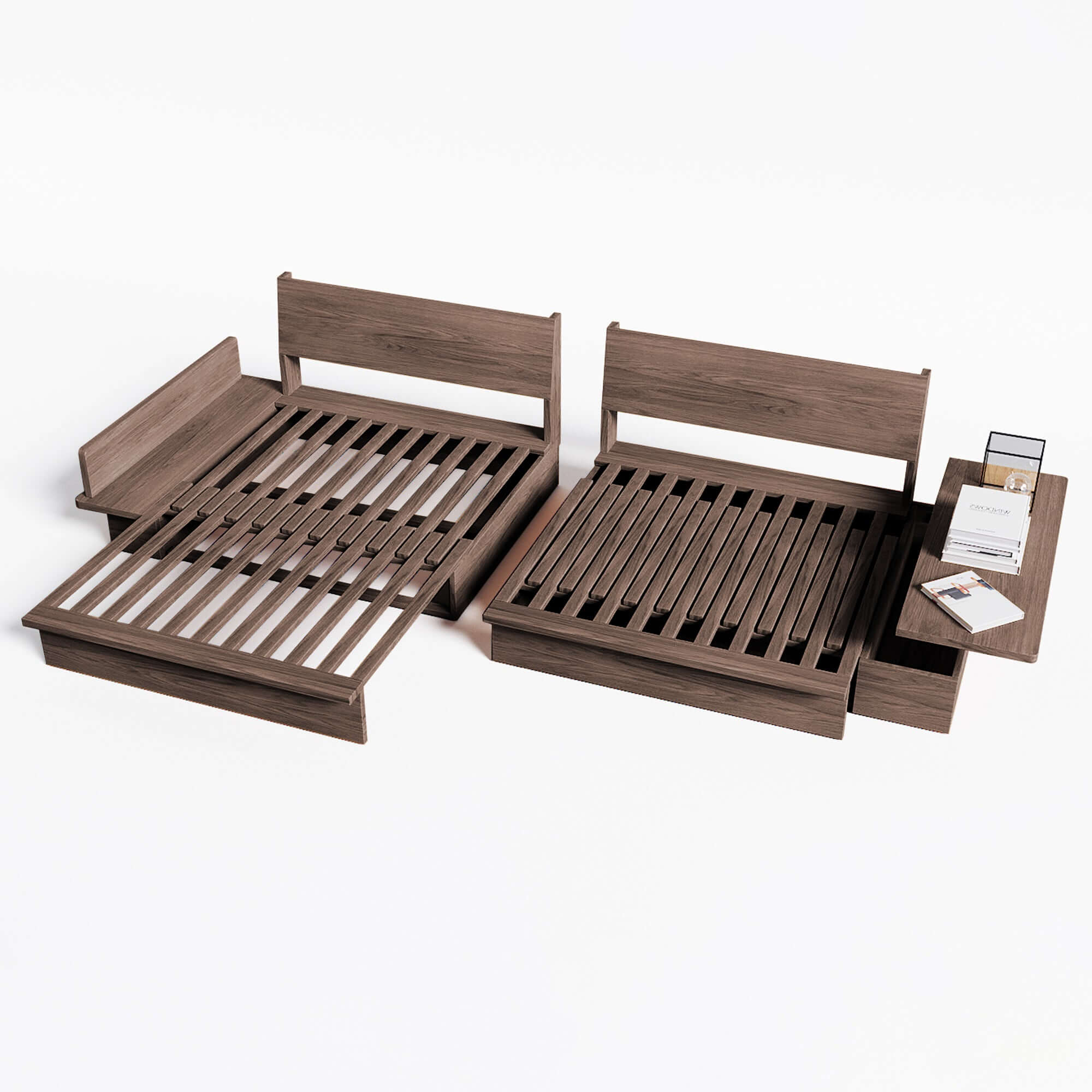 Hompkin Modular Floor Sofa Bed with Pull-Out Queen Mattress and Lift-Top Storage