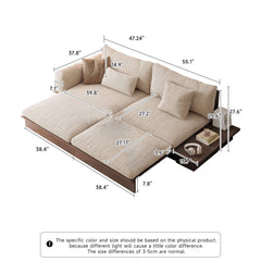 Hompkin Modular Floor Sofa Bed with Pull-Out Queen Mattress and Lift-Top Storage