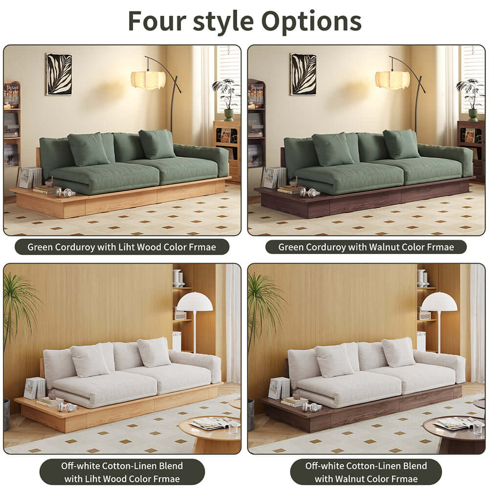 Hompkin Modular Floor Sofa Bed with Pull-Out Queen Mattress and Lift-Top Storage
