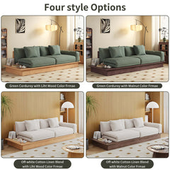 Hompkin Modular Floor Sofa Bed with Pull-Out Queen Mattress and Lift-Top Storage