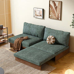 Hompkin Modular Sleeper Sofa Bed – Solid Wood Mid-Century Japandi Design