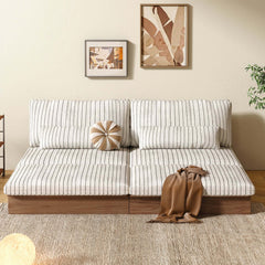 Hompkin Modular Sleeper Sofa Bed – Solid Wood Mid-Century Japandi Design