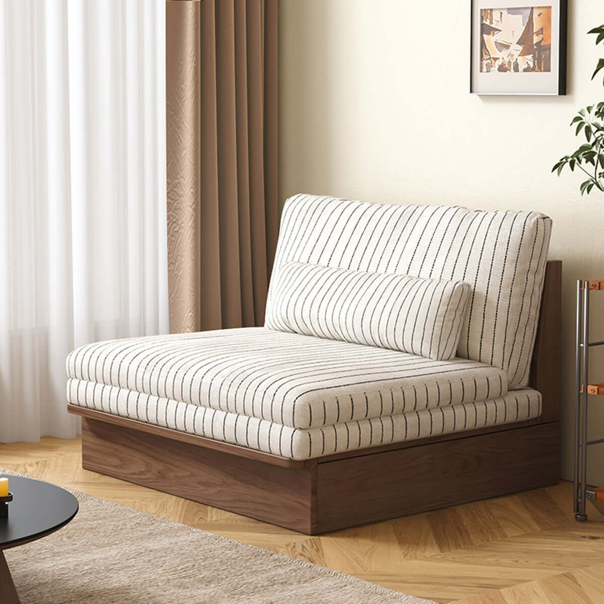 Hompkin Modular Sleeper Sofa Bed – Solid Wood Mid-Century Japandi Design