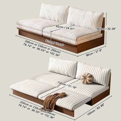 Hompkin Modular Sleeper Sofa Bed – Solid Wood Mid-Century Japandi Design