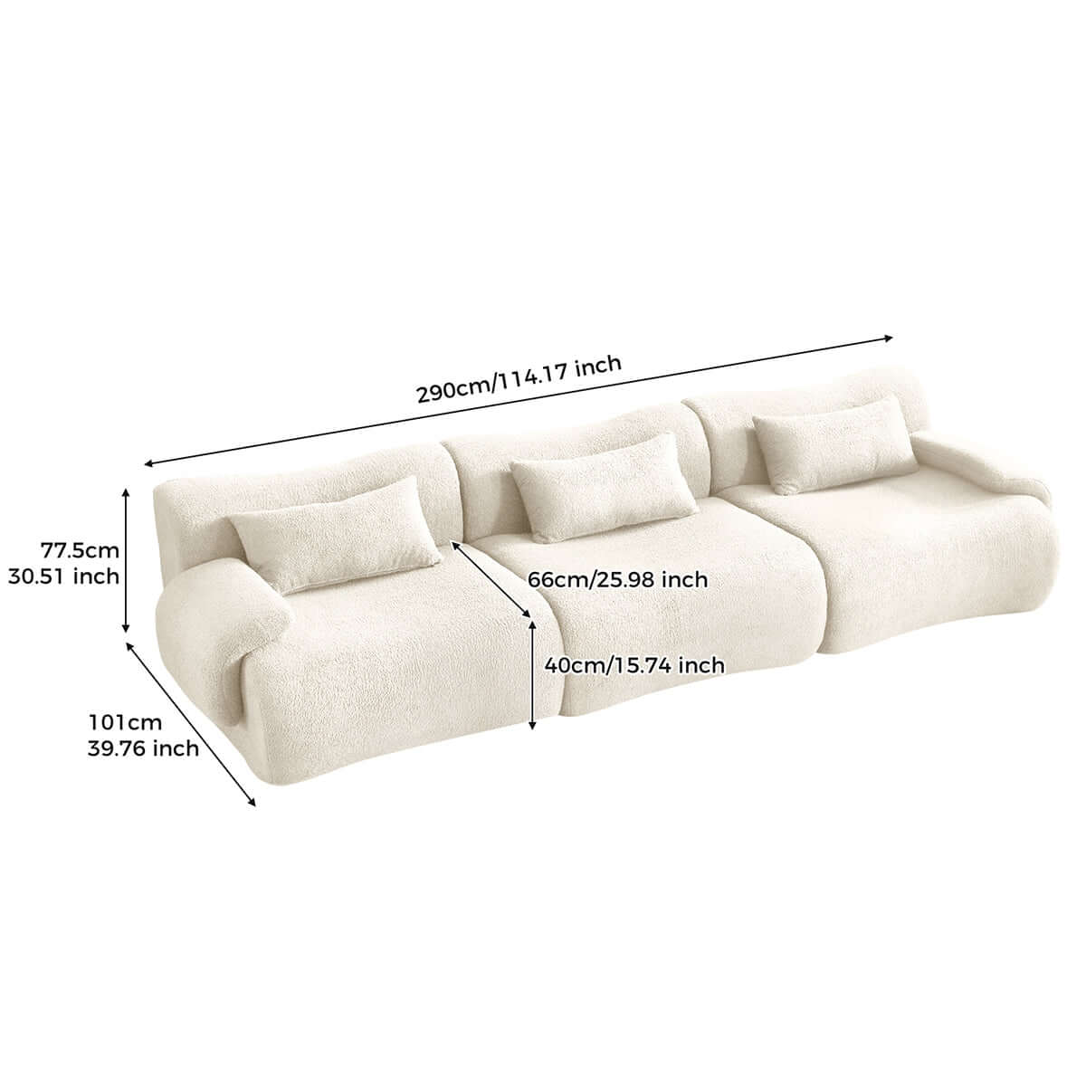 Hompkin Modular Teddy Velvet Curved Sectional Sofa Set