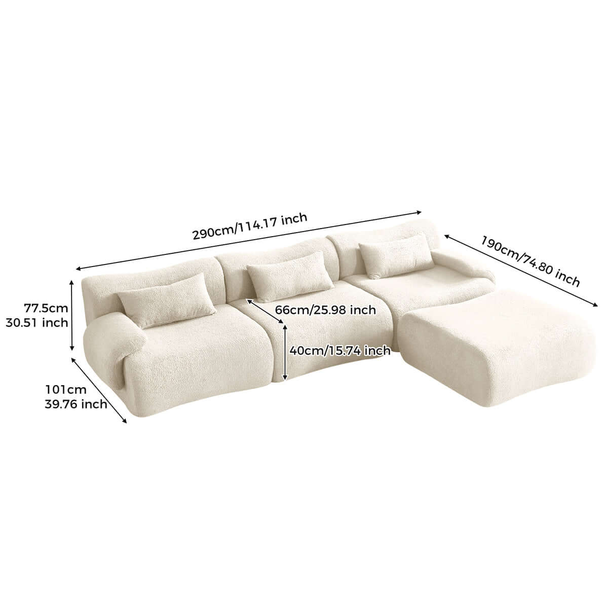 Hompkin Modular Teddy Velvet Curved Sectional Sofa Set