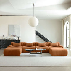 Hompkin Modular Teddy Velvet Curved Sectional Sofa Set