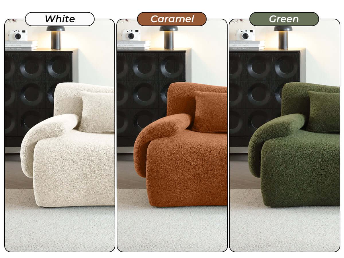 Hompkin Modular Teddy Velvet Curved Sectional Sofa Set