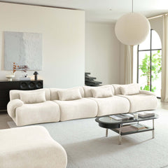 Hompkin Modular Teddy Velvet Curved Sectional Sofa Set