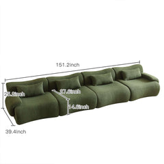 Hompkin Modular Teddy Velvet Curved Sectional Sofa Set