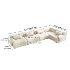 Hompkin Modular Teddy Velvet Curved Sectional Sofa Set