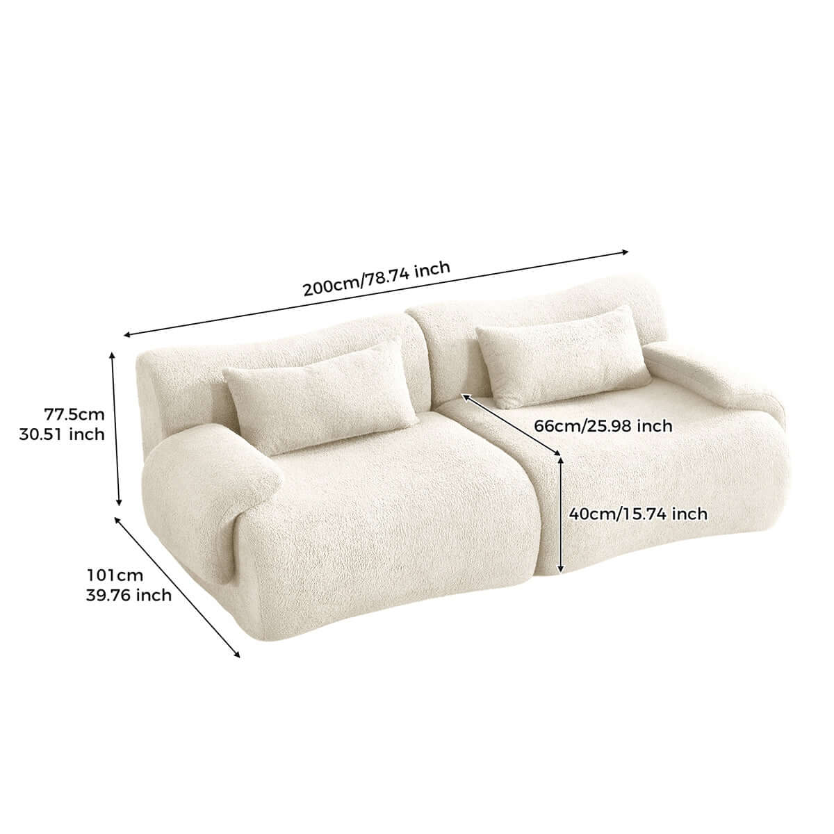 Hompkin Modular Teddy Velvet Curved Sectional Sofa Set