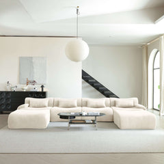 Hompkin Modular Teddy Velvet Curved Sectional Sofa Set