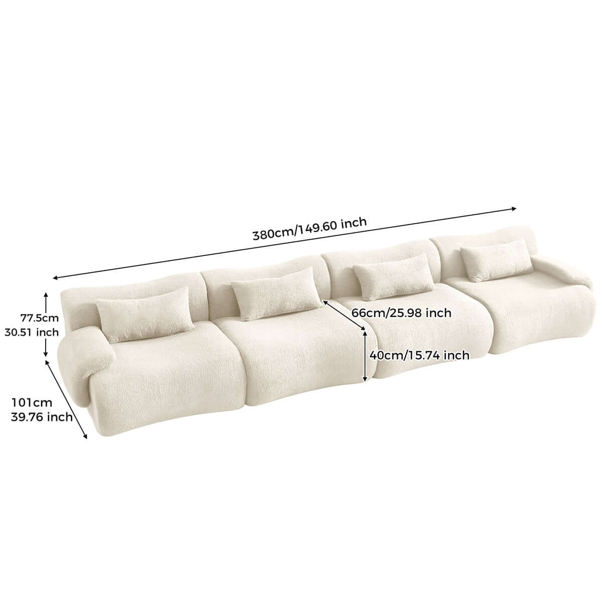 Hompkin Modular Teddy Velvet Curved Sectional Sofa Set