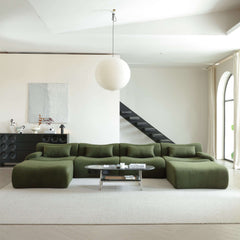 Hompkin Modular Teddy Velvet Curved Sectional Sofa Set