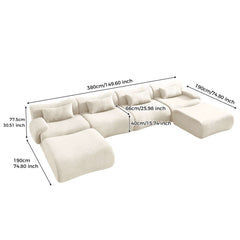 Hompkin Modular Teddy Velvet Curved Sectional Sofa Set