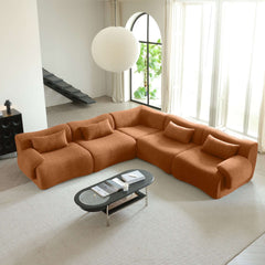 Hompkin Modular Teddy Velvet Curved Sectional Sofa Set