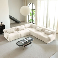 Hompkin Modular Teddy Velvet Curved Sectional Sofa Set Main Product Image